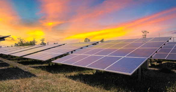 Here’s an example of a ground-mounted solar panel located in rural solar farm. 